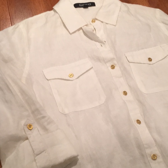 White Ellen Tracy button down shirt - Picture 3 of 3